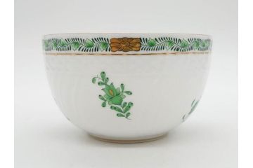 ヘレンド　ハンガリー　HEREND HVNGARY　アポニー・グリーン　スラップボール　深みのあるグリーンが食卓に落ち着きと品格をもたらすプレート6枚&ボウルセット(ディナー、パン皿、深皿、中皿、大皿、洋食器)(R-083294)