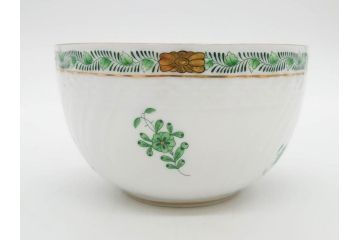 ヘレンド　ハンガリー　HEREND HVNGARY　アポニー・グリーン　スラップボール　深みのあるグリーンが食卓に落ち着きと品格をもたらすプレート6枚&ボウルセット(ディナー、パン皿、深皿、中皿、大皿、洋食器)(R-083294)