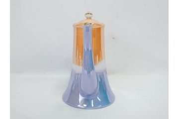 明治〜大正期　オールドノリタケ　NORITAKE　ラスター彩　金彩　コーヒーポット　デミタスカップ&ソーサー　異国情緒あふれるデザインが優雅なひとときを演出するコーヒーセット(風景、舟、船、マルキ印、オレンジ、C&S、洋食器)(R-083295)