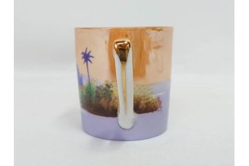 明治〜大正期　オールドノリタケ　NORITAKE　ラスター彩　金彩　コーヒーポット　デミタスカップ&ソーサー　異国情緒あふれるデザインが優雅なひとときを演出するコーヒーセット(風景、舟、船、マルキ印、オレンジ、C&S、洋食器)(R-083295)