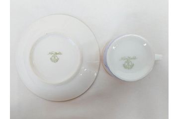 明治〜大正期　オールドノリタケ　NORITAKE　ラスター彩　金彩　コーヒーポット　デミタスカップ&ソーサー　異国情緒あふれるデザインが優雅なひとときを演出するコーヒーセット(風景、舟、船、マルキ印、オレンジ、C&S、洋食器)(R-083295)