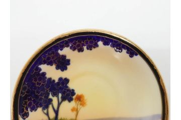 明治〜大正期　オールドノリタケ　NORITAKE　ラスター彩　金彩　金盛　花　手仕事の美しさが凝縮されたカップ&ソーサー4客セット(マルキ印、フラワー、オレンジ、風景、ハンドペイント、C&S、洋食器)(R-083296)