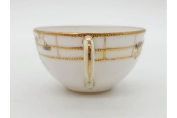明治〜大正期　オールドノリタケ　NORITAKE　ラスター彩　金彩　金盛　花　手仕事の美しさが凝縮されたカップ&ソーサー4客セット(マルキ印、フラワー、オレンジ、風景、ハンドペイント、C&S、洋食器)(R-083296)