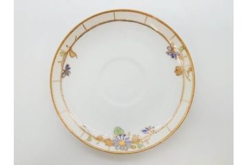 明治〜大正期　オールドノリタケ　NORITAKE　ラスター彩　金彩　金盛　花　手仕事の美しさが凝縮されたカップ&ソーサー4客セット(マルキ印、フラワー、オレンジ、風景、ハンドペイント、C&S、洋食器)(R-083296)