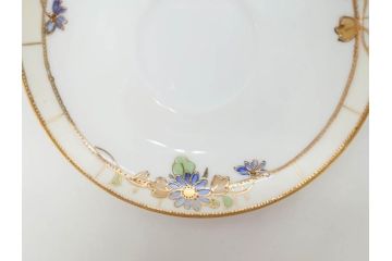 明治〜大正期　オールドノリタケ　NORITAKE　ラスター彩　金彩　金盛　花　手仕事の美しさが凝縮されたカップ&ソーサー4客セット(マルキ印、フラワー、オレンジ、風景、ハンドペイント、C&S、洋食器)(R-083296)