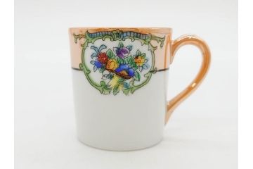 明治〜大正期　オールドノリタケ　NORITAKE　ラスター彩　金彩　金盛　花　手仕事の美しさが凝縮されたカップ&ソーサー4客セット(マルキ印、フラワー、オレンジ、風景、ハンドペイント、C&S、洋食器)(R-083296)