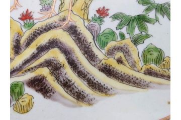 江戸期　古伊万里　色絵　染付　金彩　鶴松図　約46cm　1尺5寸　緻密な絵付けに匠の美技を感じる大皿(山、風景、吉祥文様、和皿、和食器、尺皿、一尺五寸)(R-083297)