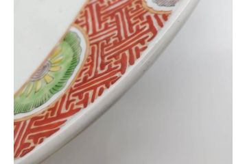 江戸期　古伊万里　色絵　染付　金彩　鶴松図　約46cm　1尺5寸　緻密な絵付けに匠の美技を感じる大皿(山、風景、吉祥文様、和皿、和食器、尺皿、一尺五寸)(R-083297)