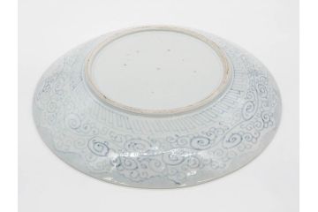 江戸期　古伊万里　色絵　染付　金彩　鶴松図　約46cm　1尺5寸　緻密な絵付けに匠の美技を感じる大皿(山、風景、吉祥文様、和皿、和食器、尺皿、一尺五寸)(R-083297)