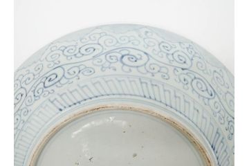 江戸期　古伊万里　色絵　染付　金彩　鶴松図　約46cm　1尺5寸　緻密な絵付けに匠の美技を感じる大皿(山、風景、吉祥文様、和皿、和食器、尺皿、一尺五寸)(R-083297)