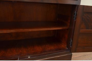 中古　松本民芸家具　G-1型面取食器棚　天板リメイク　落ち着きのある洗練された佇まいが魅力のサイドキャビネット(カップボード、収納棚、戸棚、キャビネット、本箱)(R-083299)