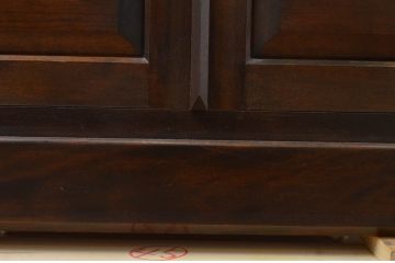 中古　松本民芸家具　G-1型面取食器棚　天板リメイク　落ち着きのある洗練された佇まいが魅力のサイドキャビネット(カップボード、収納棚、戸棚、キャビネット、本箱)(R-083299)