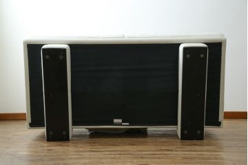 中古　超美品!!　カリモク家具(karimoku)　domani(ドマーニ)　Excel-Life(エクセルライフ)　本革(レザー)　上品でモダンなデザインの2人掛けソファ(2P、ラブソファ)(定価約82万円)(R-083303)
