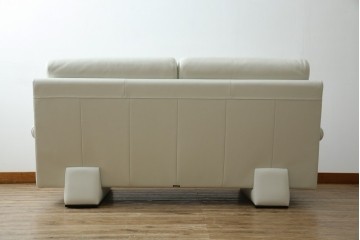 中古　超美品!!　カリモク家具(karimoku)　domani(ドマーニ)　Excel-Life(エクセルライフ)　本革(レザー)　上品でモダンなデザインの2人掛けソファ　定価約82万円相当　(R-083303)