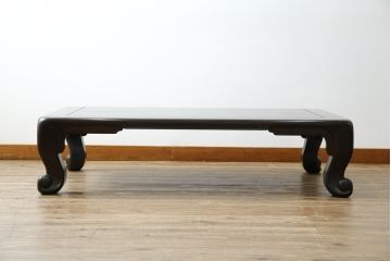中古　美品!!　井上昇山作　格調高い縞黒檀が際立つ座卓(ローテーブル、センターテーブル、リビングテーブル)(定価約75万円)(R-083304)