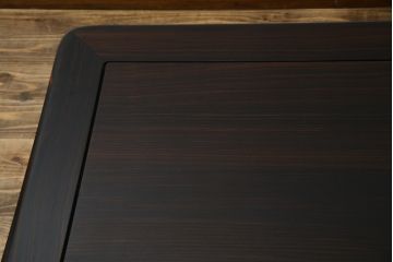 中古　美品!!　井上昇山作　格調高い縞黒檀が際立つ座卓(ローテーブル、センターテーブル、リビングテーブル)(定価約75万円)(R-083304)