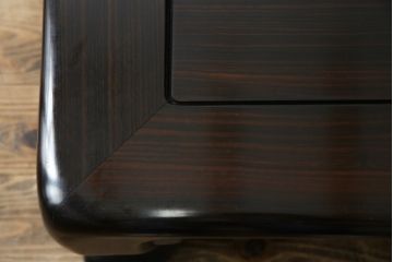 中古　美品!!　井上昇山作　格調高い縞黒檀が際立つ座卓(ローテーブル、センターテーブル、リビングテーブル)(定価約75万円)(R-083304)