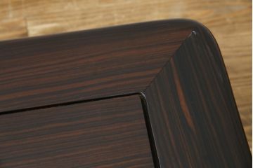 中古　美品!!　井上昇山作　格調高い縞黒檀が際立つ座卓(ローテーブル、センターテーブル、リビングテーブル)(定価約75万円)(R-083304)