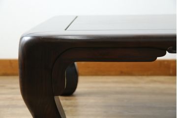 中古　美品!!　井上昇山作　格調高い縞黒檀が際立つ座卓(ローテーブル、センターテーブル、リビングテーブル)(定価約75万円)(R-083304)