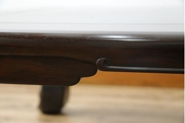 中古　美品!!　井上昇山作　格調高い縞黒檀が際立つ座卓(ローテーブル、センターテーブル、リビングテーブル)(定価約75万円)(R-083304)