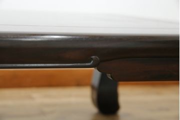 中古　美品!!　井上昇山作　格調高い縞黒檀が際立つ座卓(ローテーブル、センターテーブル、リビングテーブル)(定価約75万円)(R-083304)