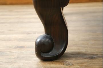 中古　美品!!　井上昇山作　格調高い縞黒檀が際立つ座卓(ローテーブル、センターテーブル、リビングテーブル)(定価約75万円)(R-083304)