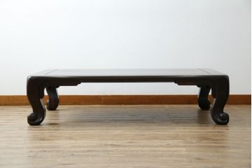 中古　美品!!　井上昇山作　格調高い縞黒檀が際立つ座卓(ローテーブル、センターテーブル、リビングテーブル)(定価約75万円)(R-083304)