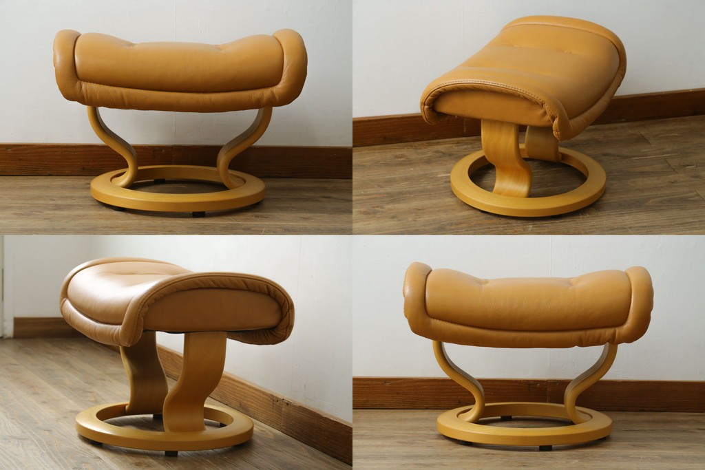 中古　EKORNES(エコーネス)　ロイヤルシリーズ　本革(レザー)　極上のくつろぎの時間を演出するストレスレスチェア+オットマンのセット　定価約46万円　(R-083308)