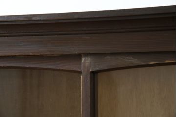 和製アンティーク　古い木の風合いが味わい深い二段重ね収納棚(キャビネット、本箱、ブックケース、戸棚、カップボード)(R-083310)