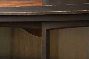 和製アンティーク　古い木の風合いが味わい深い収納棚(キャビネット、戸棚、カップボード)(R-083312)