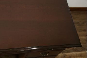 中古　トーマスビル(THOMASVILLE)　シンプルながらクラシカルで優雅な佇まいの両袖机(二―ホールデスク、プレジデントデスク、ワークデスク、オフィスデスク、在宅用、在宅ワーク用)(R-083313)