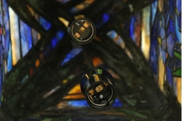 ヴィンテージ照明　アメリカ　激レア!!　希少モデル　Tiffany & Co. Style Studio(ティファニー スタイル スタジオ)　アイリス　ランタン　ステンドグラス照明　(R-083314)