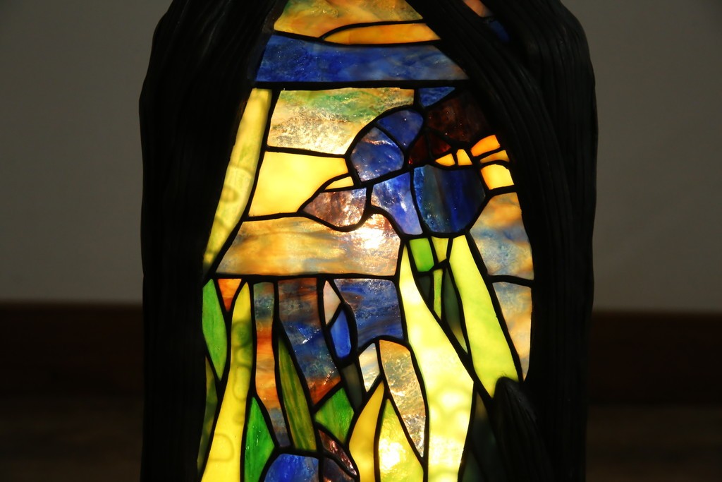 ヴィンテージ照明　アメリカ　激レア!!　希少モデル　Tiffany & Co. Style Studio(ティファニー スタイル スタジオ)　アイリス　ランタン　ステンドグラス照明　(R-083314)