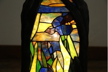 ヴィンテージ照明　アメリカ　激レア!!　希少モデル　Tiffany & Co. Style Studio(ティファニー スタイル スタジオ)　アイリス　ランタン　ステンドグラス照明　(R-083314)