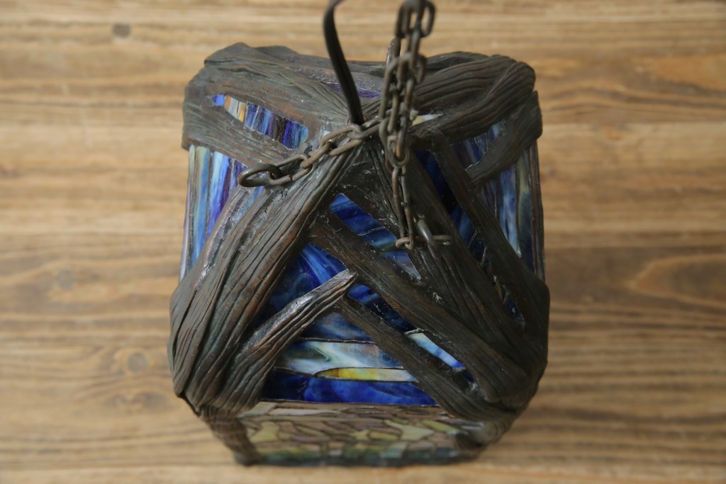 ヴィンテージ照明　アメリカ　激レア!!　希少モデル　Tiffany & Co. Style Studio(ティファニー スタイル スタジオ)　アイリス　ランタン　ステンドグラス照明　(R-083314)