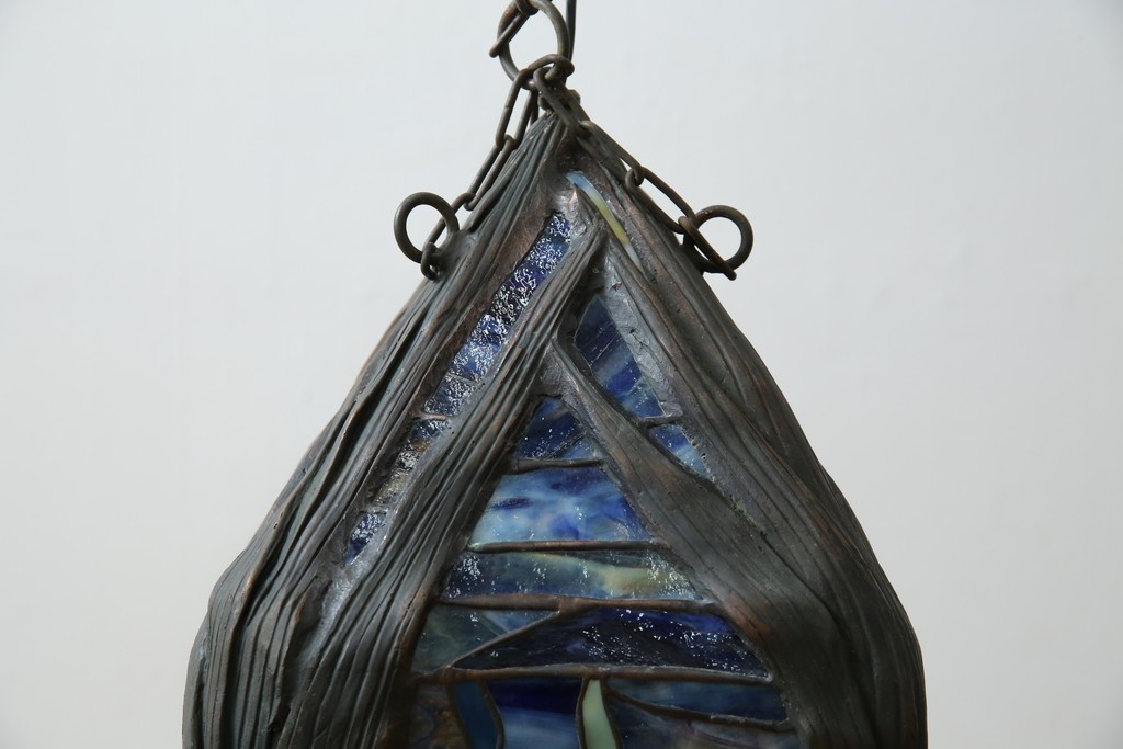 ヴィンテージ照明　アメリカ　激レア!!　希少モデル　Tiffany & Co. Style Studio(ティファニー スタイル スタジオ)　アイリス　ランタン　ステンドグラス照明　(R-083314)