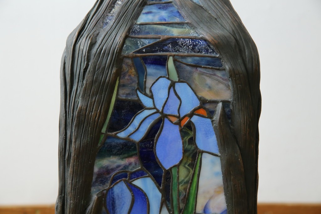 ヴィンテージ照明　アメリカ　激レア!!　希少モデル　Tiffany & Co. Style Studio(ティファニー スタイル スタジオ)　アイリス　ランタン　ステンドグラス照明　(R-083314)