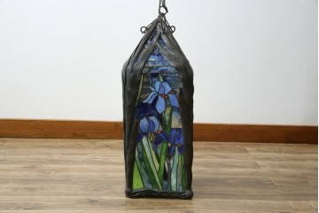 ヴィンテージ照明　アメリカ　激レア!!　希少モデル　Tiffany & Co. Style Studio(ティファニー スタイル スタジオ)　アイリス　ランタン　ステンドグラス照明　(R-083314)