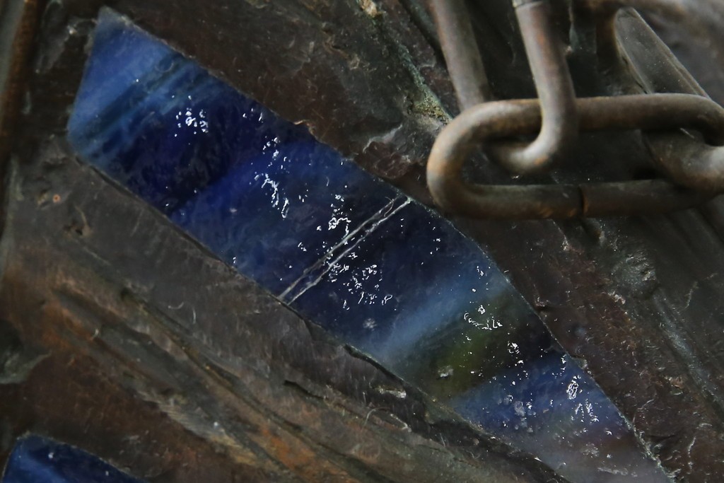 ヴィンテージ照明　アメリカ　激レア!!　希少モデル　Tiffany & Co. Style Studio(ティファニー スタイル スタジオ)　アイリス　ランタン　ステンドグラス照明　(R-083314)