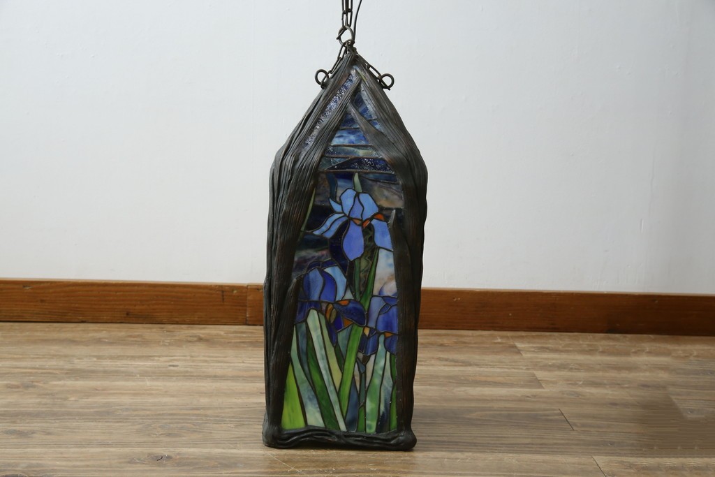 ヴィンテージ照明　アメリカ　激レア!!　希少モデル　Tiffany & Co. Style Studio(ティファニー スタイル スタジオ)　アイリス　ランタン　ステンドグラス照明　(R-083314)