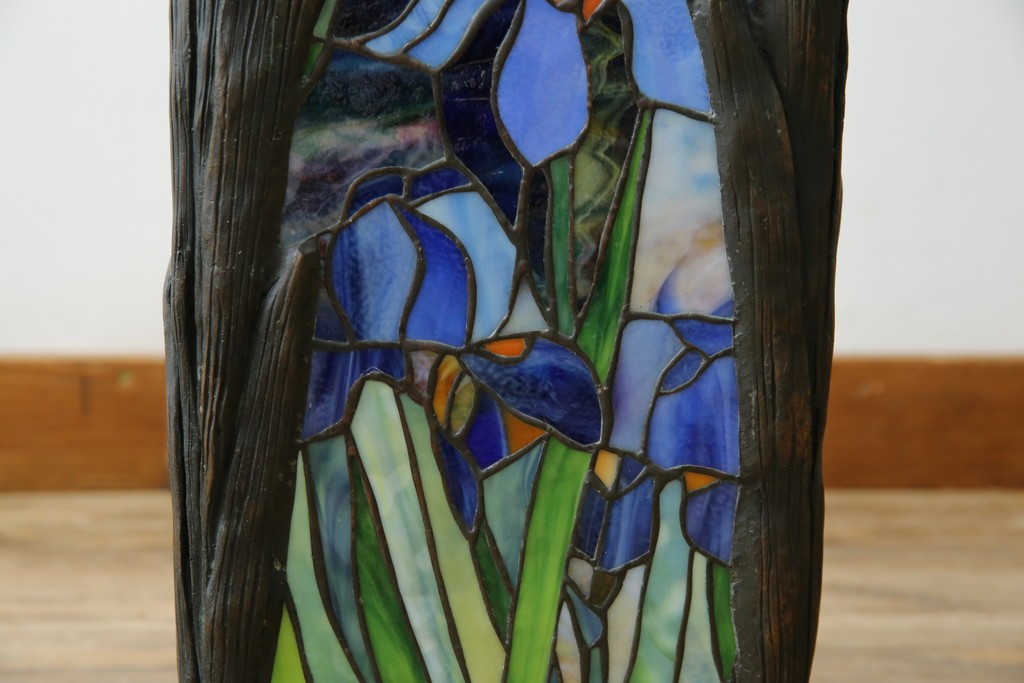 ヴィンテージ照明　アメリカ　激レア!!　希少モデル　Tiffany & Co. Style Studio(ティファニー スタイル スタジオ)　アイリス　ランタン　ステンドグラス照明　(R-083314)