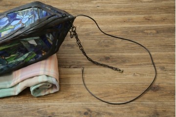 ヴィンテージ照明　アメリカ　激レア!!　希少モデル　Tiffany & Co. Style Studio(ティファニー スタイル スタジオ)　アイリス　ランタン　ステンドグラス照明　(R-083314)