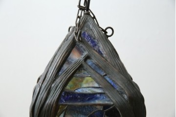 ヴィンテージ照明　アメリカ　激レア!!　希少モデル　Tiffany & Co. Style Studio(ティファニー スタイル スタジオ)　アイリス　ランタン　ステンドグラス照明　(R-083314)