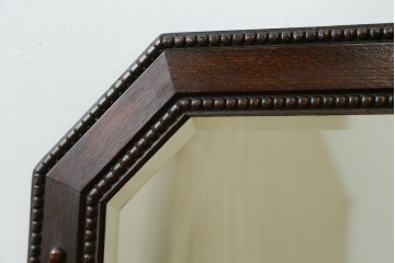 イギリスアンティーク　美品　オーク材　クラシカルな佇まいのウォールミラー　(R-083315)