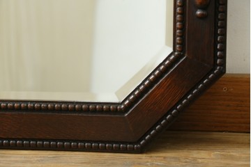 イギリスアンティーク　美品　オーク材　クラシカルな佇まいのウォールミラー　(R-083315)