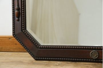 イギリスアンティーク　美品　オーク材　クラシカルな佇まいのウォールミラー(壁掛け鏡、吊鏡、英国)(R-083315)