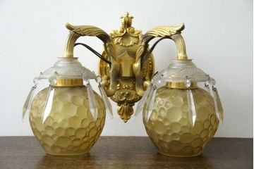 和製アンティーク　ヨーロピアンテイストの空間づくりにおすすめ!!独特の質感と透明感がレトロで温もりある雰囲気を演出するウォールランプ(ウォールライト、壁掛け照明、壁付け照明)(R-083325)