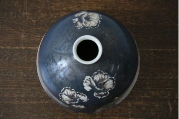 和製アンティーク　オールドノリタケ(則武、日本陶器、Noritake)　希少デザイン　手書き風の花模様と落ち着いた色合いが魅力の照明カバー(シェード、電笠、ペンダントライト、吊り下げ照明、天井照明)(R-083329)