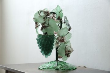 中古　イタリア　トーソー社(TOSO CESARE)　ムラーノガラス(MURANO)　ブドウ(葡萄、ぶどう)　1灯　空間のアクセントになるテーブルスタンド(テーブルライト、卓上ランプ、ベネチアングラス、ムラノガラス)(R-083330)