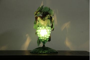 中古　イタリア　トーソー社(TOSO CESARE)　ムラーノガラス(MURANO)　ブドウ(葡萄、ぶどう)　1灯　空間のアクセントになるテーブルスタンド(テーブルライト、卓上ランプ、ベネチアングラス、ムラノガラス)(R-083330)
